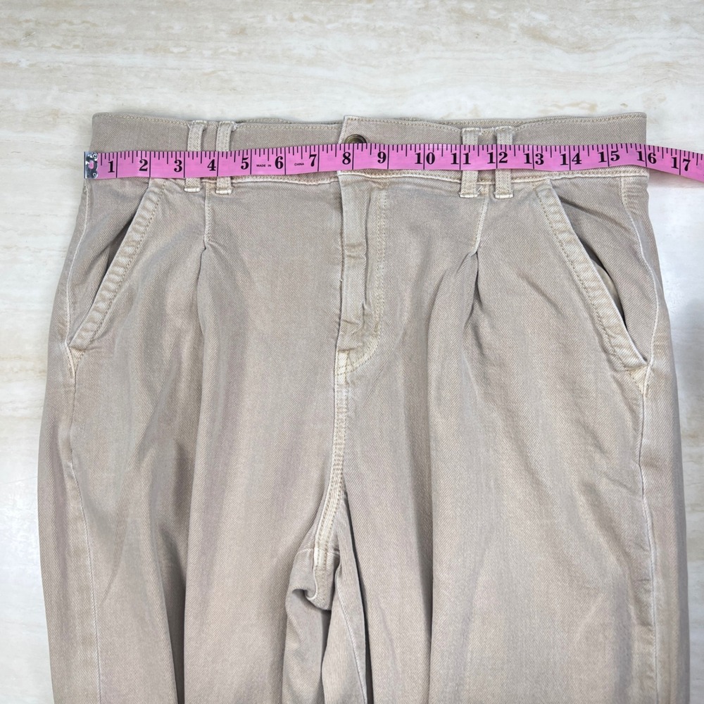 American Eagle Super High-Rise Wide Leg Pleated Khaki Pants Tan Size 10 Long - Picture 11 of 15